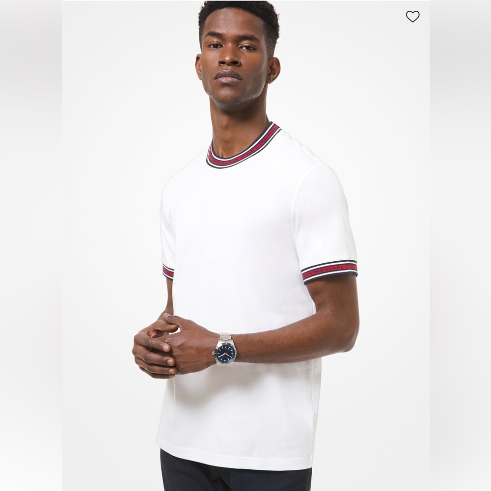 NWT MICHAEL KORS MENS Logo Tape Cotton T-Shirt